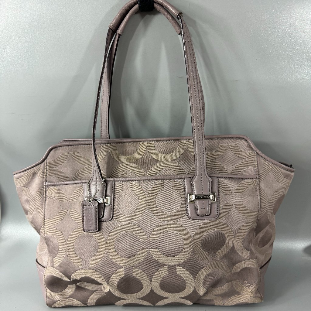 Coach F25501 Taylor Op Art Alexis Carryall Shoulder Tote Handbag Taupe Beige